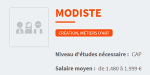Fiche modiste Etudiant