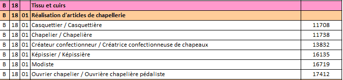extrait classification Rome